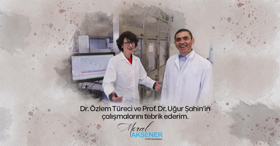 @meral_aksener: “#Türk #bilim insanları dünyaya umut oldu. Dr. #ÖzlemTüreci ve Prof. Dr. #UğurŞahin’in aşı çalışmalarında gösterdikleri üstün başarılar ile gurur duydum.”