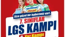 Mustafa Tezcan: “7. Sınıflar size güzel bir haberimiz var! LGS Kampı 1 Mayıs-18 Temmuz’ da! Başakşehir Final Özel Kurs/ Final Okulları!”