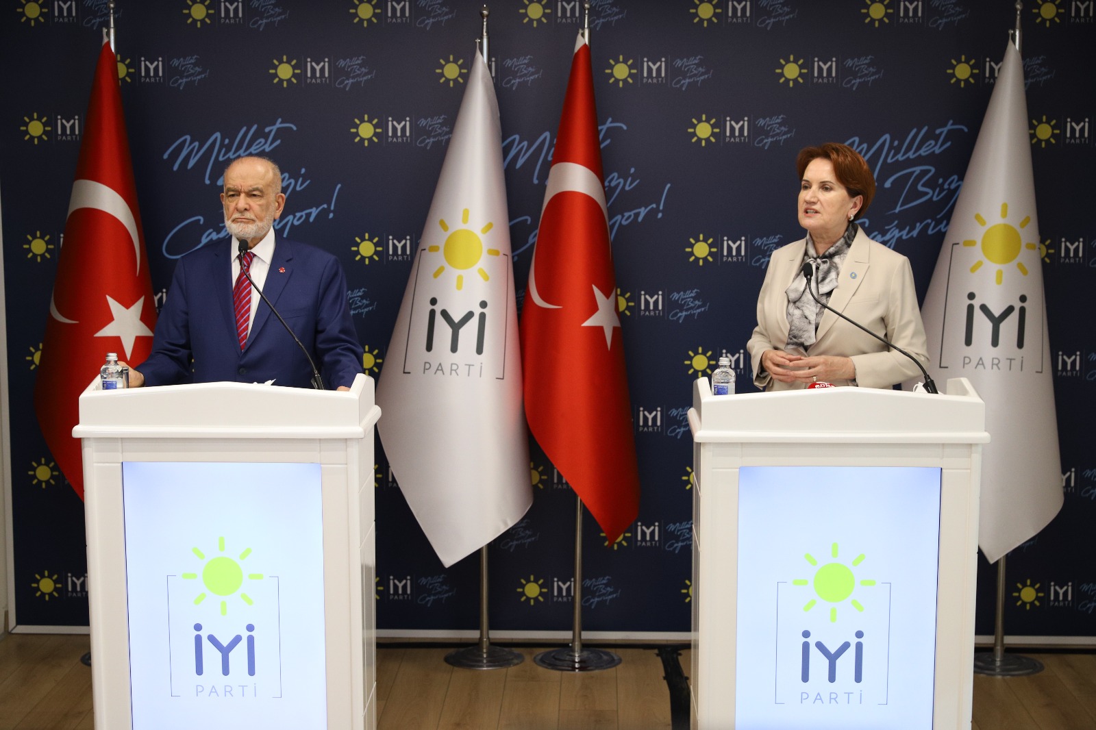 İYİ Parti Genel Başkanı Meral Akşener: “Saadet Partisi Genel Başkanı Temel Karamollaoğlu iade-i ziyarette bulundu. Memleketin önemli meseleleriyle ilgili istişarede bulunduk!”